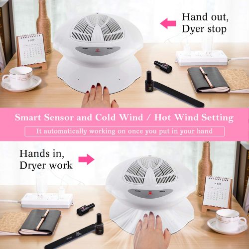  Makartt Air Nail Dryer for Both Hands and Feet 400W Air Nail Fan Blow Dryer for Regular Nail Polish...