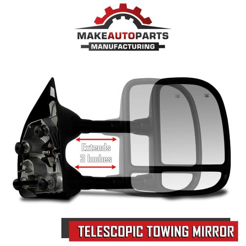  Make Auto Parts Manufacturing Premium Left/Driver Side Textured Black Power Heated Manual Folding Towing Mirror For Ford F250 F350 F450 F550 Super Duty 2003-2007 - FO1320268