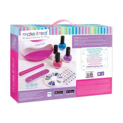  MAKE IT REAL Glitter Dream Nail Spa Salon Kit, Kids Nail Polish and Manicure Set