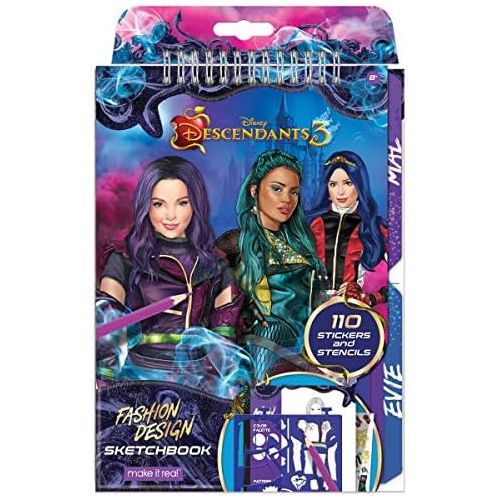  [아마존베스트]Make It Real - Disney Descendants 3 Sketchbook. Fashion Design Drawing and Coloring Book for Girls. Includes Evie and Descendants 3 Sketch Pages, Stencils, Stickers, and Design Gui