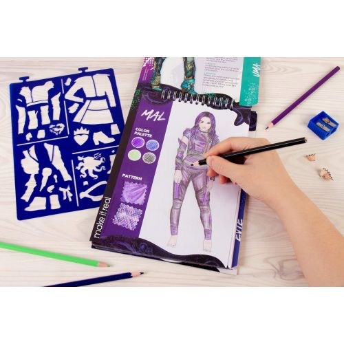  [아마존베스트]Make It Real - Disney Descendants 3 Sketchbook. Fashion Design Drawing and Coloring Book for Girls. Includes Evie and Descendants 3 Sketch Pages, Stencils, Stickers, and Design Gui