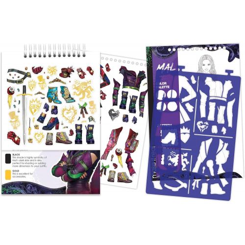  [아마존베스트]Make It Real - Disney Descendants 3 Sketchbook. Fashion Design Drawing and Coloring Book for Girls. Includes Evie and Descendants 3 Sketch Pages, Stencils, Stickers, and Design Gui