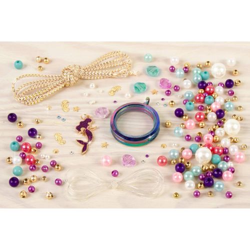  [아마존베스트]Make It Real - Mermaid Treasure Jewelry. DIY Mermaid Themed Jewelry Making Kit for Girls. Guides Tweens to Craft a Unique Pendant Locket Necklace, Ring, and Two Beaded Charm Bracel