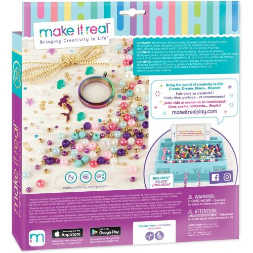  [아마존베스트]Make It Real - Mermaid Treasure Jewelry. DIY Mermaid Themed Jewelry Making Kit for Girls. Guides Tweens to Craft a Unique Pendant Locket Necklace, Ring, and Two Beaded Charm Bracel