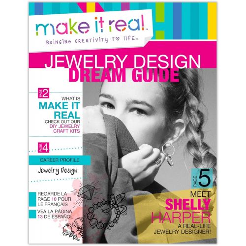  [아마존베스트]Make It Real - Junior Jeweler Starter Set. DIY Tween Girls Jewelry Making Kit. Arts and Crafts Kit Guides Kids to Design and Create Beautiful Bracelets with Beads and Gold Charms