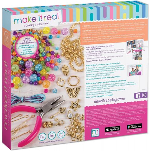  [아마존베스트]Make It Real - Junior Jeweler Starter Set. DIY Tween Girls Jewelry Making Kit. Arts and Crafts Kit Guides Kids to Design and Create Beautiful Bracelets with Beads and Gold Charms