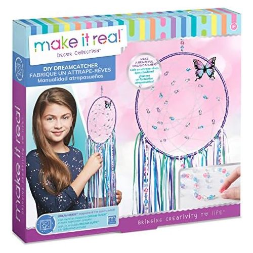  [아마존베스트]Make It Real  DIY Dreamcatcher. Make Your Own Dream Catcher Arts and Crafts Kit for Tween Girls. Includes Dream Catcher Hoop, Strings and Ribbons, Beads, Butterfly Pin and More