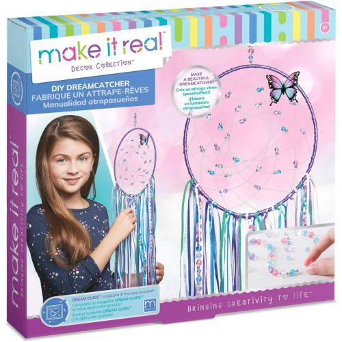  [아마존베스트]Make It Real  DIY Dreamcatcher. Make Your Own Dream Catcher Arts and Crafts Kit for Tween Girls. Includes Dream Catcher Hoop, Strings and Ribbons, Beads, Butterfly Pin and More