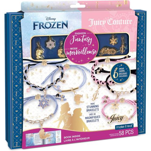  Make It Real Disney Frozen X Juicy Couture Fashion Fantasy DIY Charm Bracelet Making Kit with Frozen & Juicy Couture Charms Arts & Crafts Bead Kit for Girls & Teens Makes 6