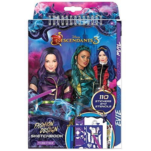  Make It Real Disney Descendants 3 Sketchbook. Fashion Design Drawing and Coloring Book for Girls. Includes Evie and Descendants 3 Sketch Pages, Stencils, Stickers, and Design Gui