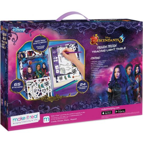  Make It Real Disney Descendants 3 Sketchbook with Tracing Light Table. Fashion Design Tracing and Drawing Kit for Girls. Includes Sketch Pages, Stencils, Stickers, and Backlit Tr