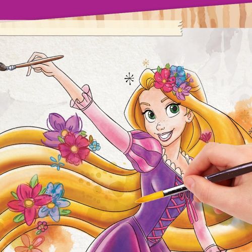  Make It Real Disney Princess Fashion Watercolor Sketchbook. Disney Princesses Water Coloring Book for Girls. Includes Princess Sketch Pages, Paint Brushes, Watercolor Paints, Ste