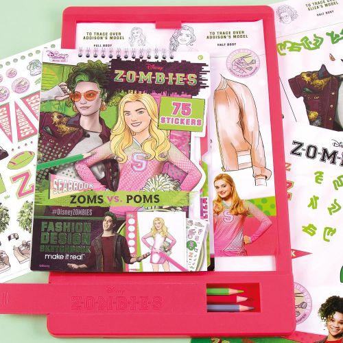  Make It Real - Disney Zombies Fashion Design Light Table - Fashion Design Tracing Light Box or Kids - Includes Tracing Light Table, 3 Colored Pencils, Tracing Pages, Sketchbook, &