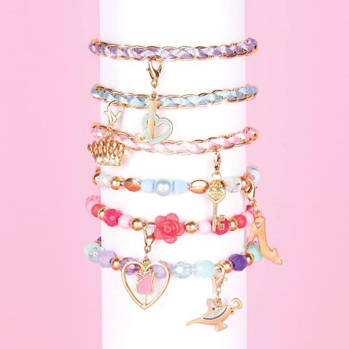  Make It Real - Disney Princess X Juicy Couture Hearts of Fashion - DIY Charm Bracelet Making Kit w/ Disney & Juicy Couture Charms - Arts & Crafts Bead Kit for Girls & Teens - 6 Bra