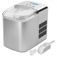 COSTWAY Ice Maker Machine, 26LBS/24H with LCD Display Clear Operation Control Panel Stainless Steel Finish Portable and Compact Ice Making Machine High Efficiency Makes with Ice Sc