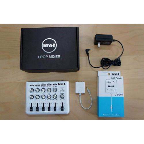  Maker Hart LOOP MIXER - Portable Audio Mixer with 5 Channels, 5 x 1/8 Stereo and 1/4 Mono to Stereo DM2S Adapter