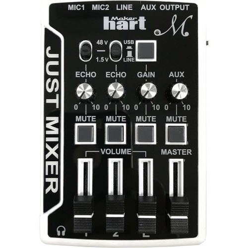  [아마존베스트]Maker Hart Just Mixer M - Mini Microphone Mixer with Preamp for Phantom Power, USB Audio Input and Output (Basic Package, Black)