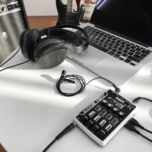  [아마존베스트]Maker Hart Just Mixer M - Mini Microphone Mixer with Preamp for Phantom Power, USB Audio Input and Output (Basic Package, Black)