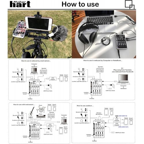  [아마존베스트]Maker Hart Just Mixer M - Mini Microphone Mixer with Preamp for Phantom Power, USB Audio Input and Output (Basic Package, Black)