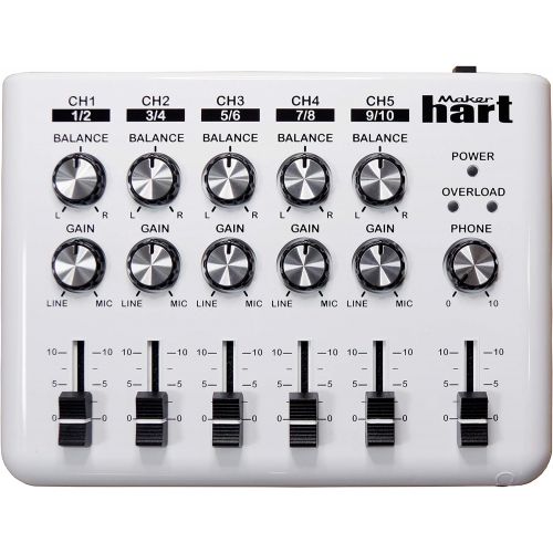  [아마존베스트]Maker Hart LOOP MIXER - Portable Audio Mixer with 5 Channels, 5 x 1/8 Stereo and 1/4 Mono to Stereo DM2S Adapter