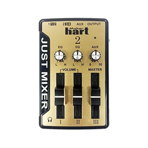  [아마존베스트]Maker hart Just Mixer 2 Audio/DJ Mixer  Compact USB Powered Stereo Desktop Mixer with 3 In/2 Outputs (3.5 mm) plus USB Audio Output