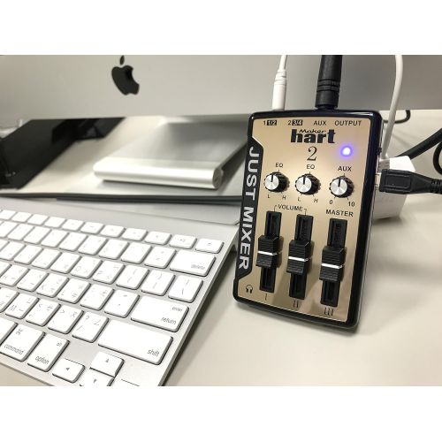  [아마존베스트]Maker hart Just Mixer 2 Audio/DJ Mixer  Compact USB Powered Stereo Desktop Mixer with 3 In/2 Outputs (3.5 mm) plus USB Audio Output