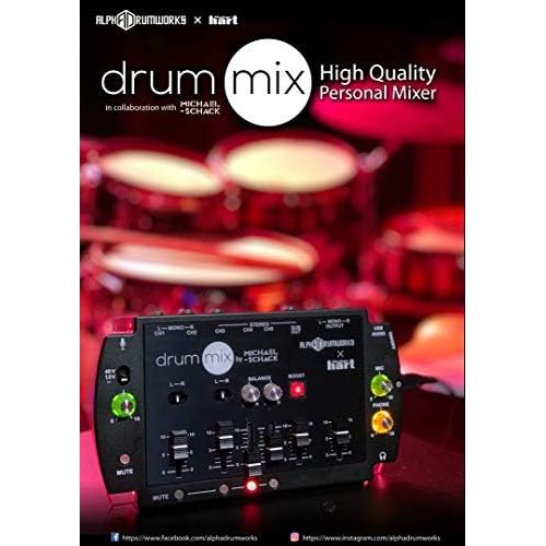  [아마존베스트]Maker hart Drum Mixer Compact 5 Channels / 3.5 mm / 6.3 mm Jack USB Audio Out / Built-in Microphone for Drummers Live/Broadcast/Webcast/Streaming