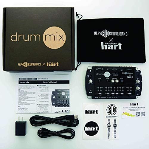  [아마존베스트]Maker hart Drum Mixer Compact 5 Channels / 3.5 mm / 6.3 mm Jack USB Audio Out / Built-in Microphone for Drummers Live/Broadcast/Webcast/Streaming