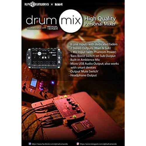  [아마존베스트]Maker hart Drum Mixer Compact 5 Channels / 3.5 mm / 6.3 mm Jack USB Audio Out / Built-in Microphone for Drummers Live/Broadcast/Webcast/Streaming