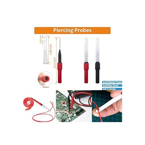  28-in-1 Electrical Multimeter Test Lead Kit Compatible with Fluke Digital Multimeter | Carrying Case | Hanging Strap | Wire Piercer | Alligator Clips for Digital Electrical Testing