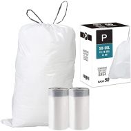 Code P (50 Count) 13-16 Gallon Heavy Duty Drawstring Plastic Trash Bags Compatible with simplehuman Code P | 1.2 Mil | White| 50-60 Liter