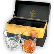 Maketh The Man Premium Quality Art Deco Whiskey Glasses. Genuine Lead Free Crystal Glasses Set Of 2 In Stylish Gift Box. Dishwasher Safe. Double Old Fashioned Glasses, 10oz Tumblers For Whisky, S