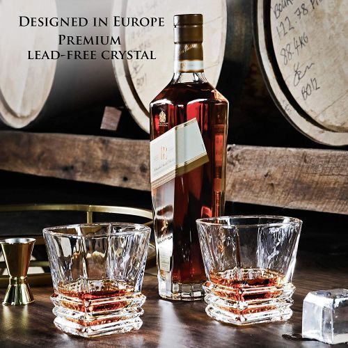  [아마존베스트]Maketh The Man Premium Art Deco Whiskey Glass Set. 10oz Bourbon Glasses In Stylish Gift Box. Genuine Lead Free Crystal Scotch Glasses Designed In Europe. 2 Double Old Fashioned Rocks Glasses For