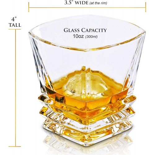  [아마존베스트]Maketh The Man Premium Art Deco Whiskey Glass Set. 10oz Bourbon Glasses In Stylish Gift Box. Genuine Lead Free Crystal Scotch Glasses Designed In Europe. 2 Double Old Fashioned Rocks Glasses For