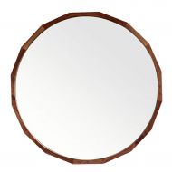 Makeup Mirror HTZ SYF Mirror 4.5 cm Thick Oak Round Mirror | Mirror Large Modern Wall Mirror Frame Floating Round Glass Panel Mirror Bedroom Or Bathroom Unique Wall Mirror A+ (Color : Brown, Size :