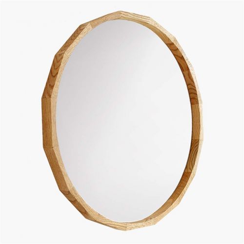  Makeup Mirror HTZ SYF Mirror 4.5 cm Thick Oak Round Mirror | Mirror Large Modern Wall Mirror Frame Floating Round Glass Panel Mirror Bedroom Or Bathroom Unique Wall Mirror A+ (Color : Brown, Size :