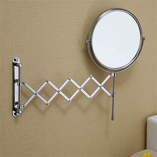  Wall Mount Vanity Makeup Mirrors 1X,3X Magnifying Double Sided Bathroom Chrome Shaving Cosmetic Mirror Folding Arms Adjustable Wall Mirrors,6inch