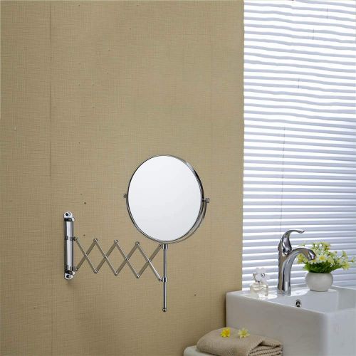  Wall Mount Vanity Makeup Mirrors 1X,3X Magnifying Double Sided Bathroom Chrome Shaving Cosmetic Mirror Folding Arms Adjustable Wall Mirrors,6inch