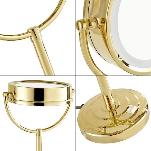  Tabletop Makeup Mirrors 8.5 Inch Double sided Vanity Mirrors with LED Lights circular Adjustable Countertop Standing Magnifying Mirror with plug,7X