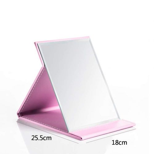  Makeup mirror Folding Desktop Thickening HD Travel Mirror Folding Desktop Mirror with PU Leather Cushion Cover (Large)