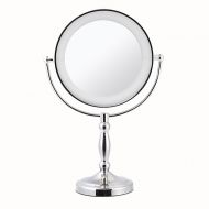 Makeup mirror Mano Home European LED Metal Mirror Desktop Double-Sided Vanity Mirror HD Beauty Magnifying Mirror 360 ° Freely Rotating Mirror