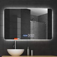 Makeup mirror - Bathroom Bathroom Toilet Frameless LED Backlight Anti-Fog Touch time Temperature