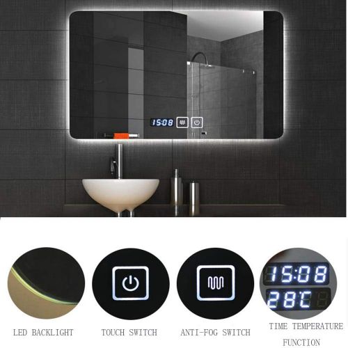  Makeup mirror - Bathroom Bathroom Toilet Frameless LED Backlight Anti-Fog Touch time Temperature