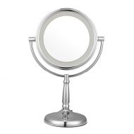 Makeup mirror 8 Inch/9 Inch Makeup Mirror Double Side with LED 3X Magnification Knob Dimming Rotatable...