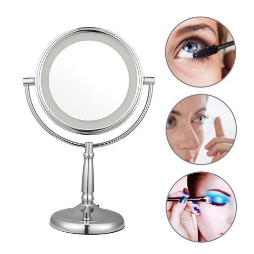  Makeup mirror 8 Inch/9 Inch Makeup Mirror Double Side with LED 3X Magnification Knob Dimming Rotatable...