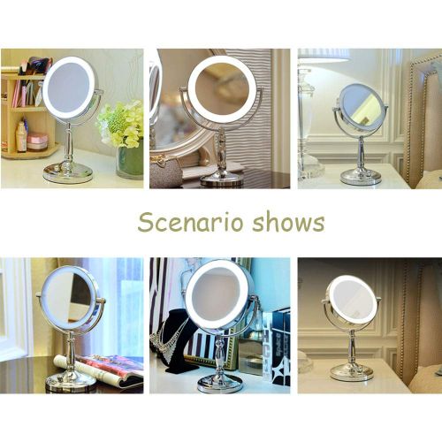  Makeup mirror LED Lighted Desktop Metal Double-Sided high-Definition Beauty Magnifying Glass - knob dimming, 7/8/9 inch Optional