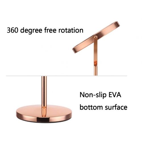  Makeup mirror Double-Sided LED 360 Degree Rotation 8 Inch 10 Times Magnifying Glass HD Mirror Desk Dormitory Vanity Mirror Rose Gold