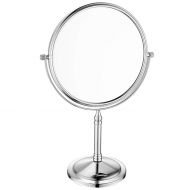 Makeup mirror 3X Makeup Mirror 6in/8in Chrome Metal Double-Sided Table 360° Rotatable Mirror for Beauty...