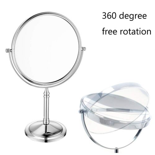  Makeup mirror 3X Makeup Mirror 6in/8in Chrome Metal Double-Sided Table 360° Rotatable Mirror for Beauty...