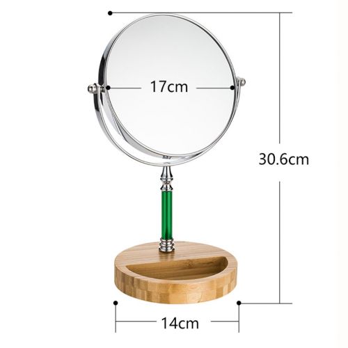  Makeup mirror Mano Home European-Style Metal Desktop Double-Sided Vanity Mirror HD Beauty Magnifying Mirror 360 ° Freely Rotating Mirror (Color : Green)